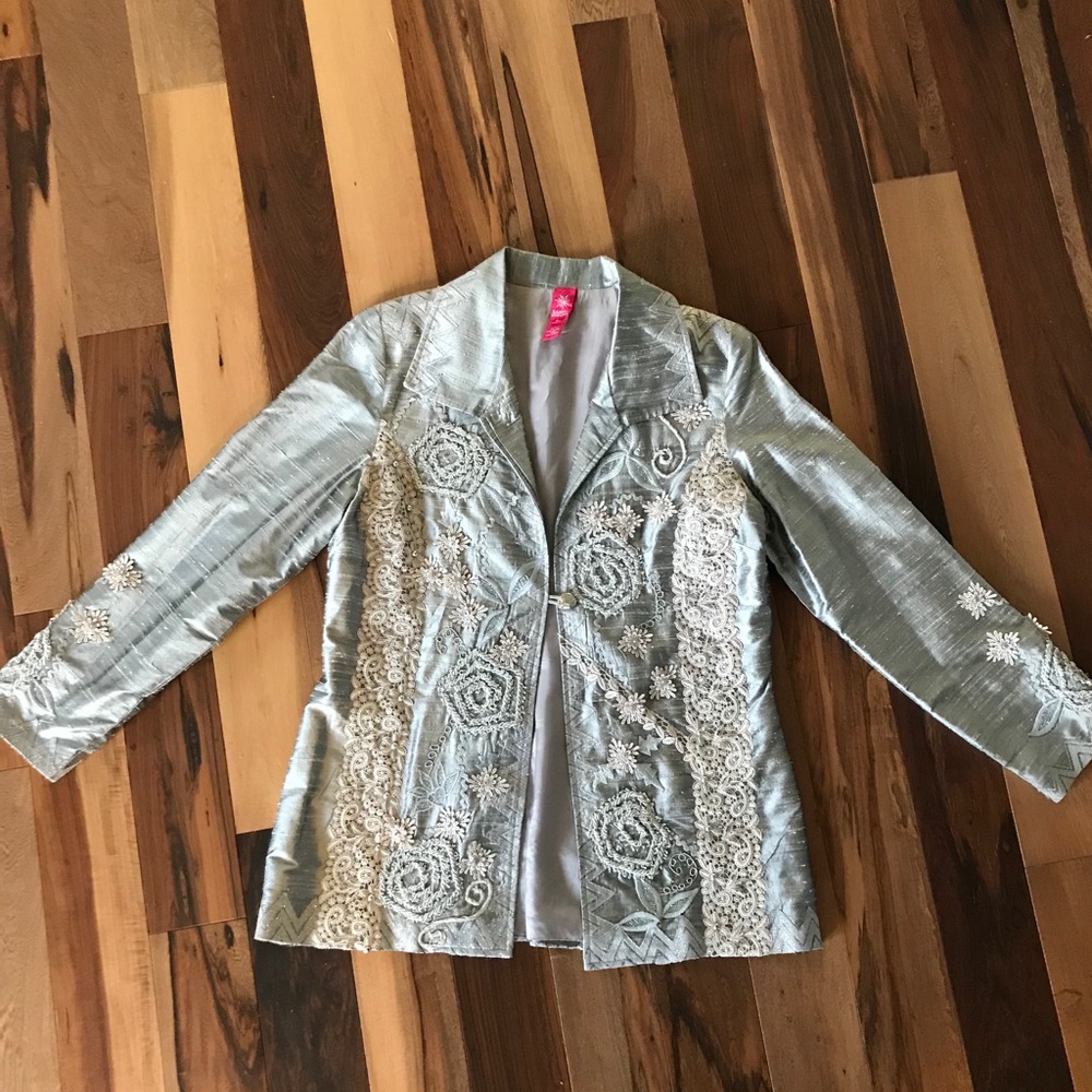 Rare....Sandy Starkman (M) silver silk jacket